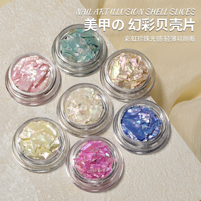 Ins Japanese-style Nail Art Jewelry Irregular Ultra-thin Shell Pieces Magic Color Aurora Natural Shell Fragments All-match Nails