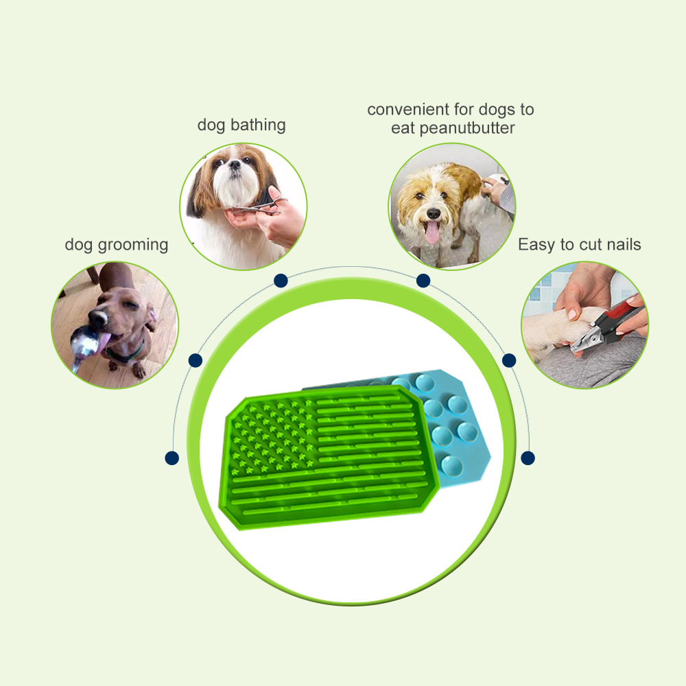 亚马逊跨境宠物慢食舔垫吸盘 狗狗洗澡分心硅胶餐盘缓食垫批发