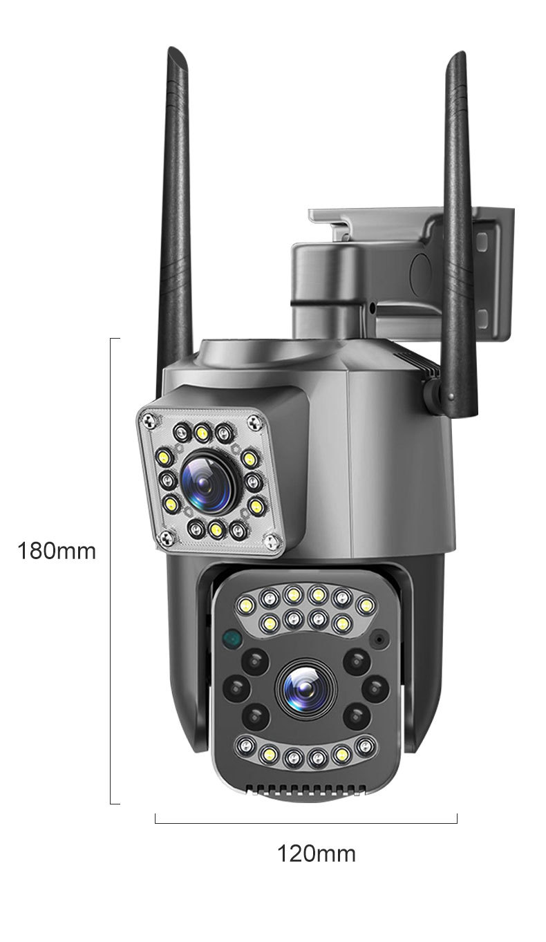 4G dual-lens dual-screen surveillance camera, mobile phone remote 360-degree high-definition camera Dual lens full figure