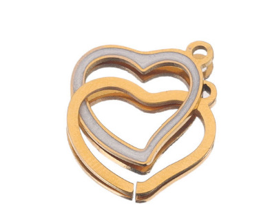 Acero inoxidable doble agujero amor esmalte gota aceite colgante doble anillo amor colgante DIY joyería accesorios collar pulsera