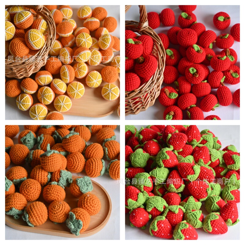 Yarn Knitted Orange, Apple, Persimmon Pendant Keychain Accessories, Knitted Souvenirs, Crocheted Fruit Wholesale Finished Products
