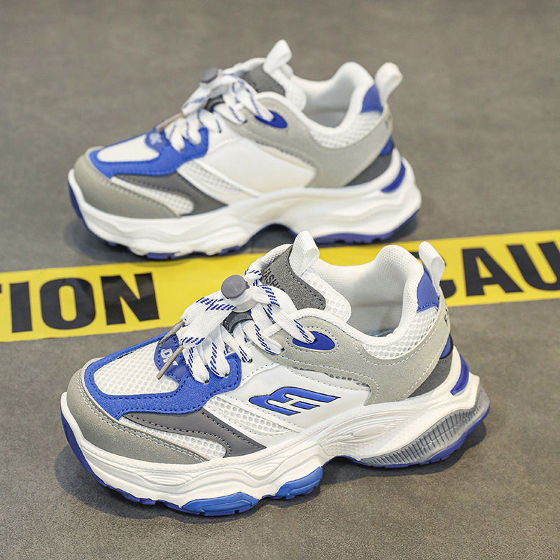Boys' Basketball Shoes 2024 Spring New Dad Shoes Mesh Non-slip Children Running Sports Shoes
