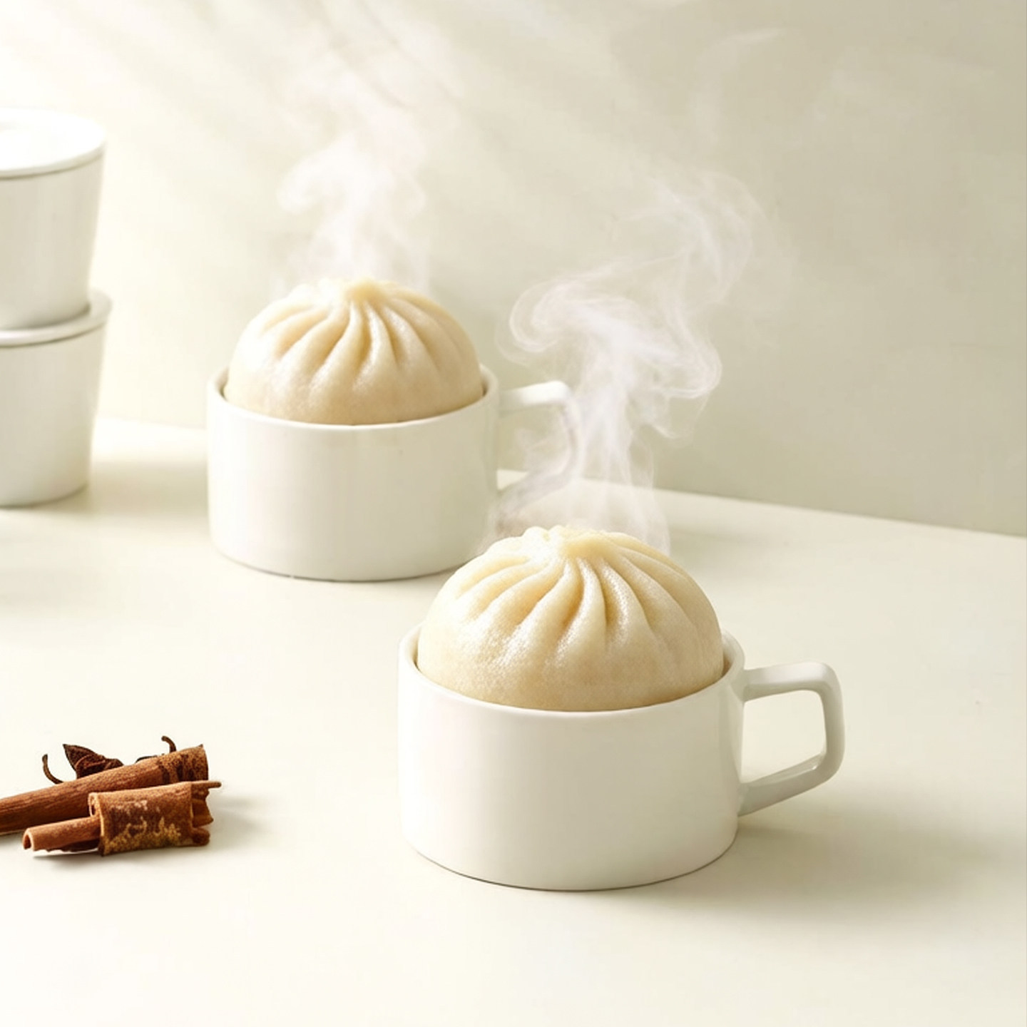 White Ceramic Xiaolongbao Steaming Bowl With Handle, Household Milk...