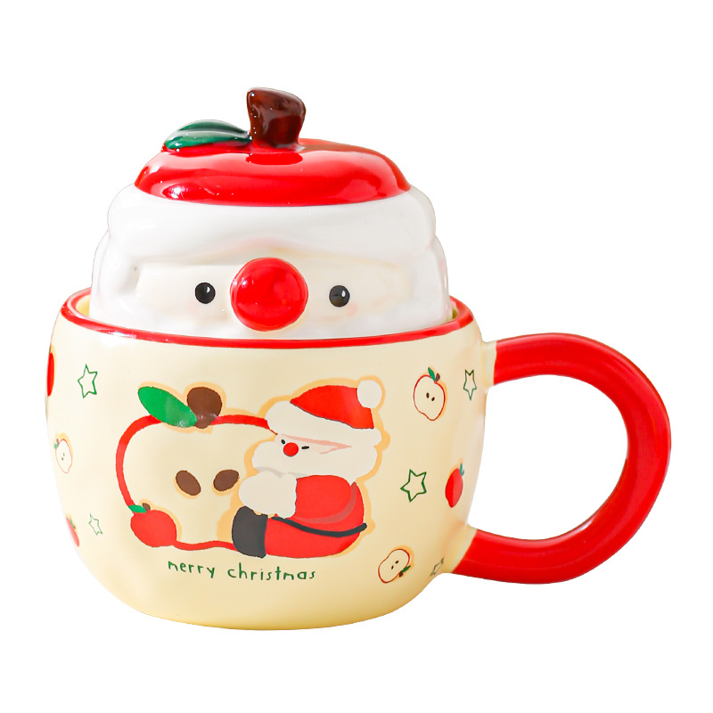 Regalos de Navidad tazas de cerámica con tapa de taza de marca creativa para chicas lindas tazas de agua caseras de oficina