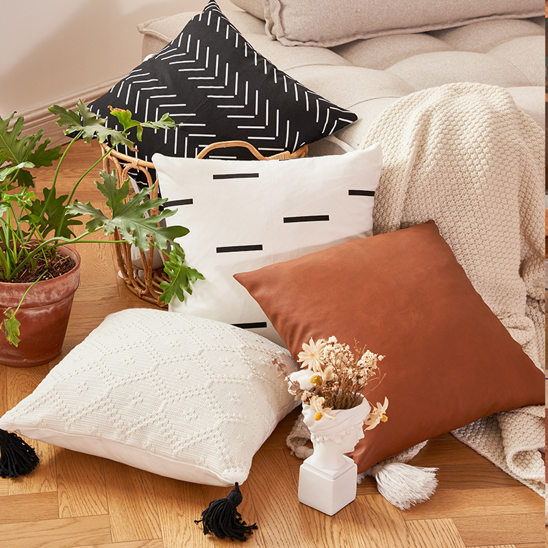 亞馬遜幾何菱形波浪紋美式家居抱枕套北歐ins風沙發腰枕靠墊套