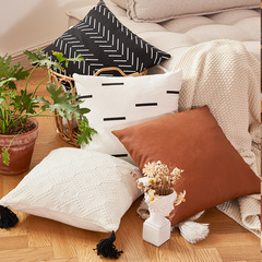 亞馬遜幾何菱形波浪紋美式家居抱枕套北歐ins風沙發腰枕靠墊套
