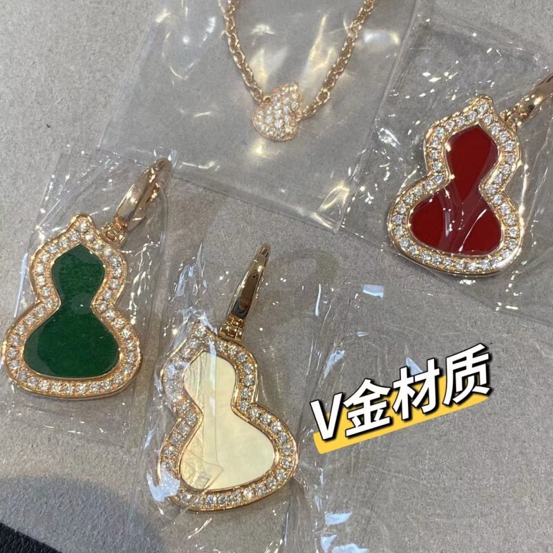 V Gold Material Red Mother-Of-Pearl Gourd Necklace Plated 18K Rose Gold Malachite Green Gourd Necklace Factory Direct Sales Wholesale