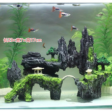 鱼缸造景装饰假山石头草布景仿真水草造景套餐水族箱大小摆件包邮