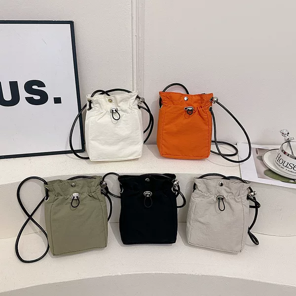 Cross-Border Casual Small Bag, Fashionable Drawstring Japanese and Korean Style Phone Bag, Fresh and Versatile Crossbody Bag, Portable Korean Version