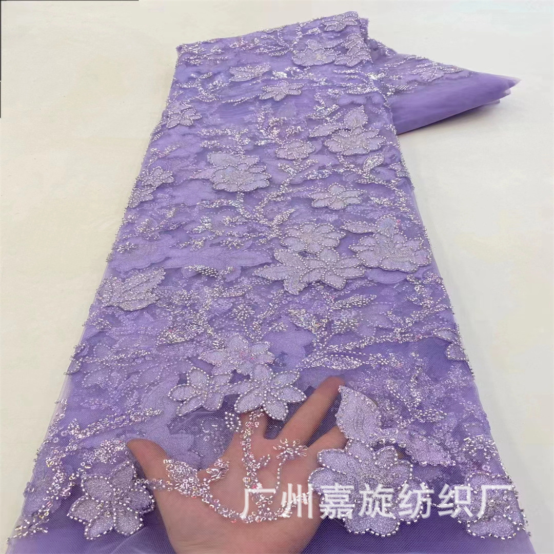 Vestido de novia africano europeo y americano flor bordado malla encaje tela africana encaje jx4008