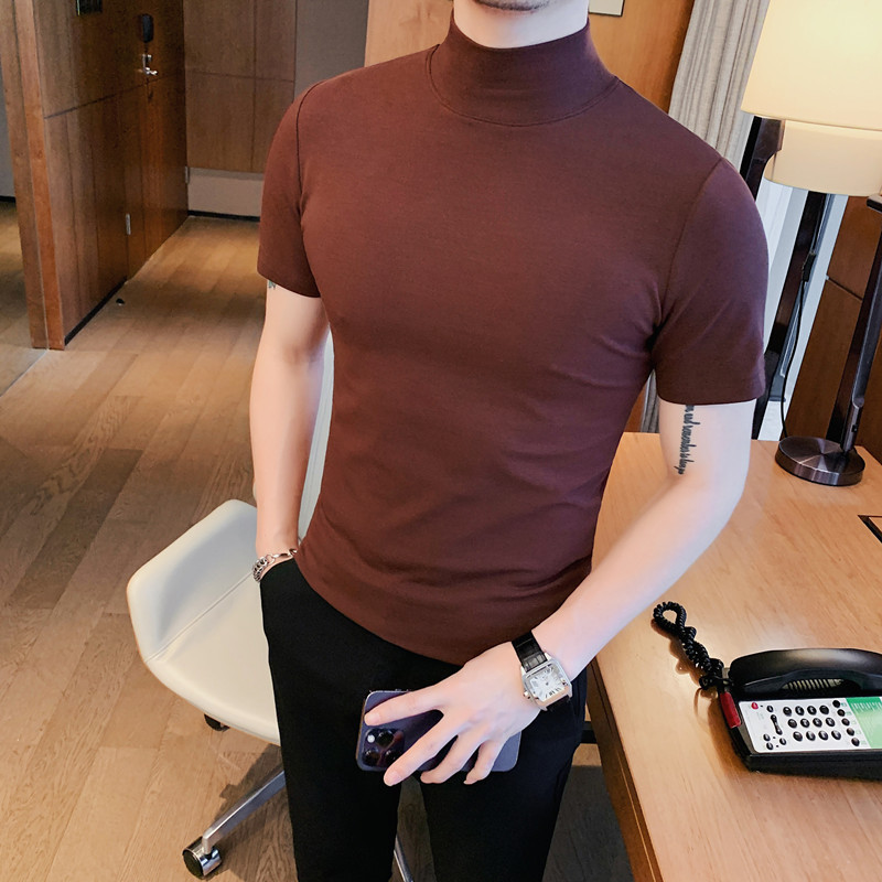 브라운 하프 터틀넥