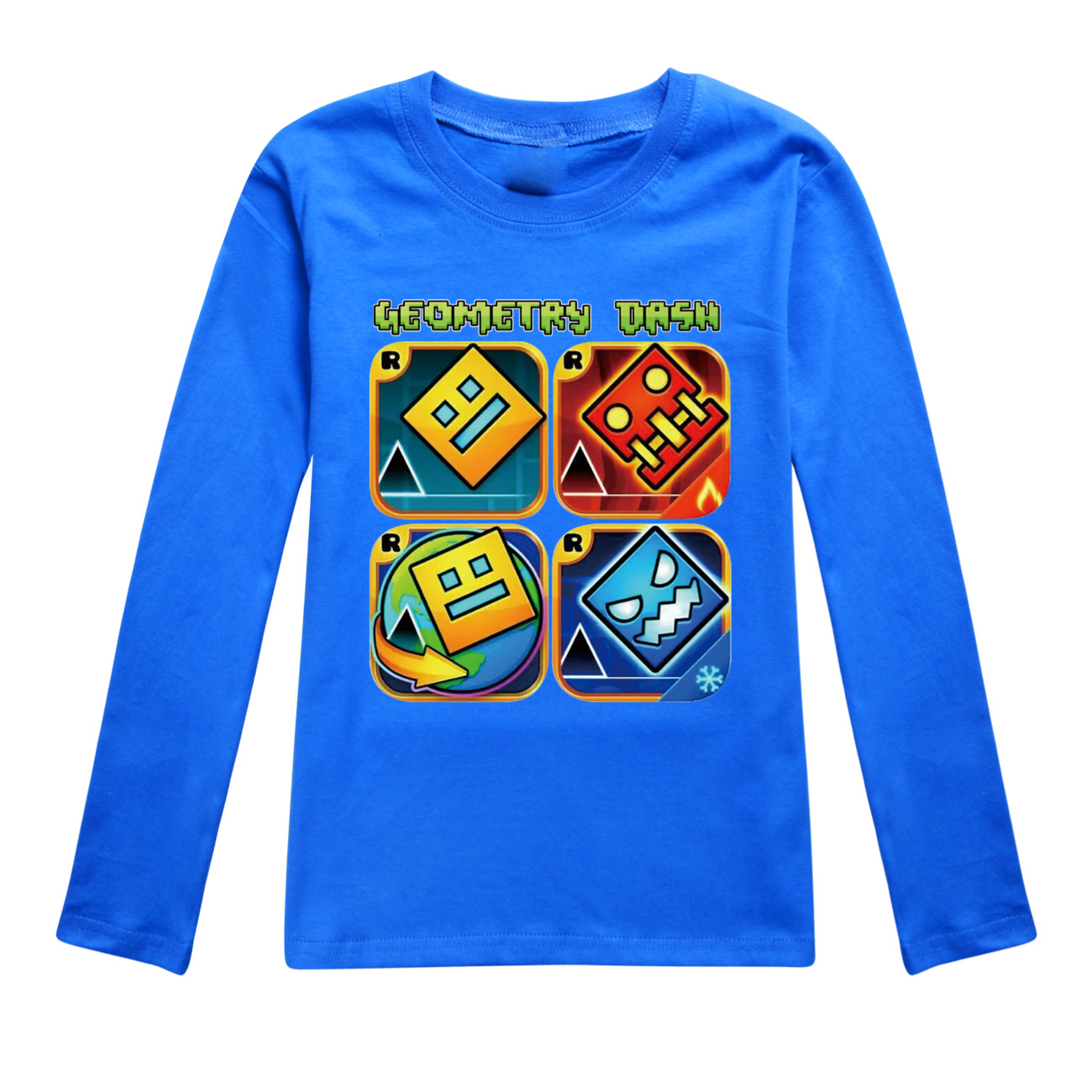 Spiel Geometrie Dash T Shirt Kinder Reine Baumwolle T-shirt Kleine Mädchen Langarm Tops kinder Cartoon Kleidung Jungen Sweatshirts – Detail 11
