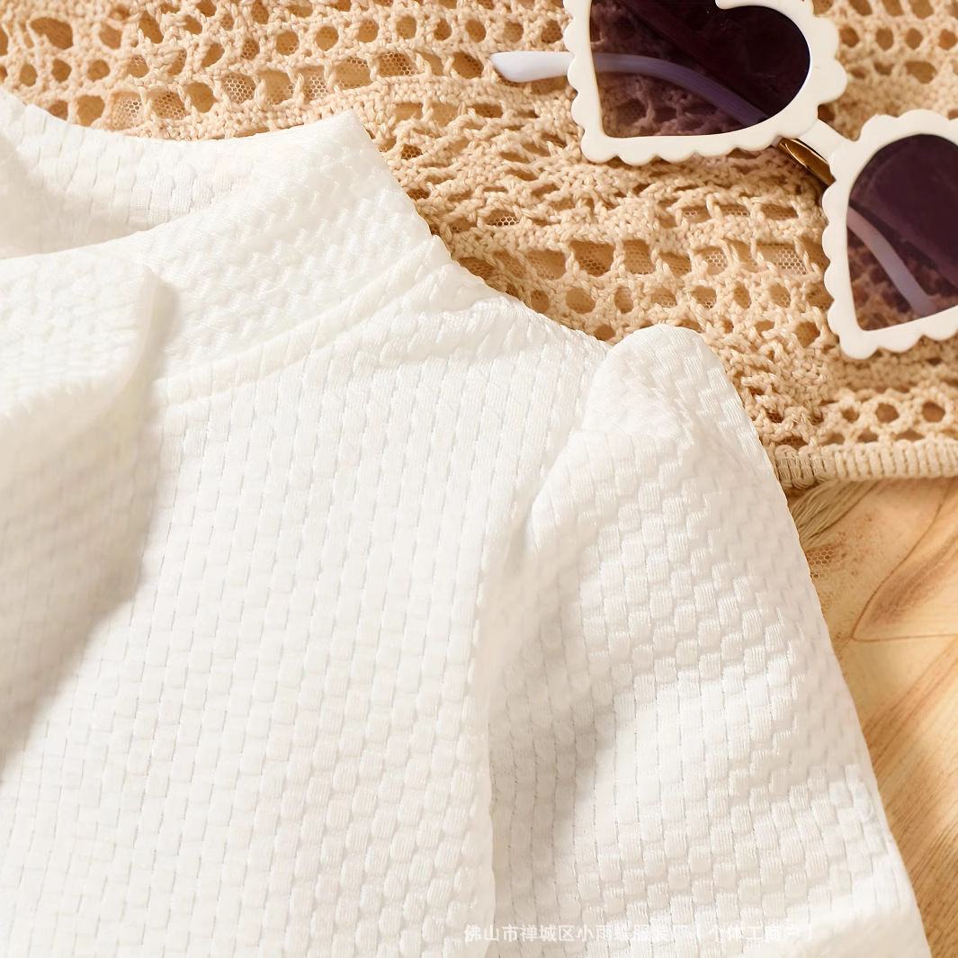 대외 무역 아마존 2024 새로운 봄과 가을  소녀 폭발 질감 직물 짧은 최고 작은 코트