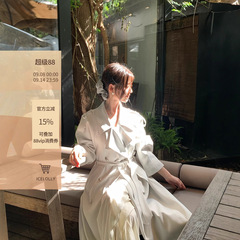 ICELOLLY【伦敦周末】巨好看白色风衣外套女小个子2025秋长款大衣