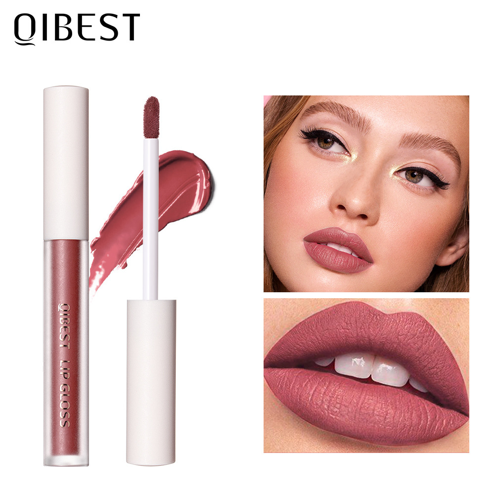 carina QIBEST Velvet Mist Matte Hydratant, Glaçage de tasse restant, Brillant à lèvres au miel qui ne se décolore pas_voghion.com
