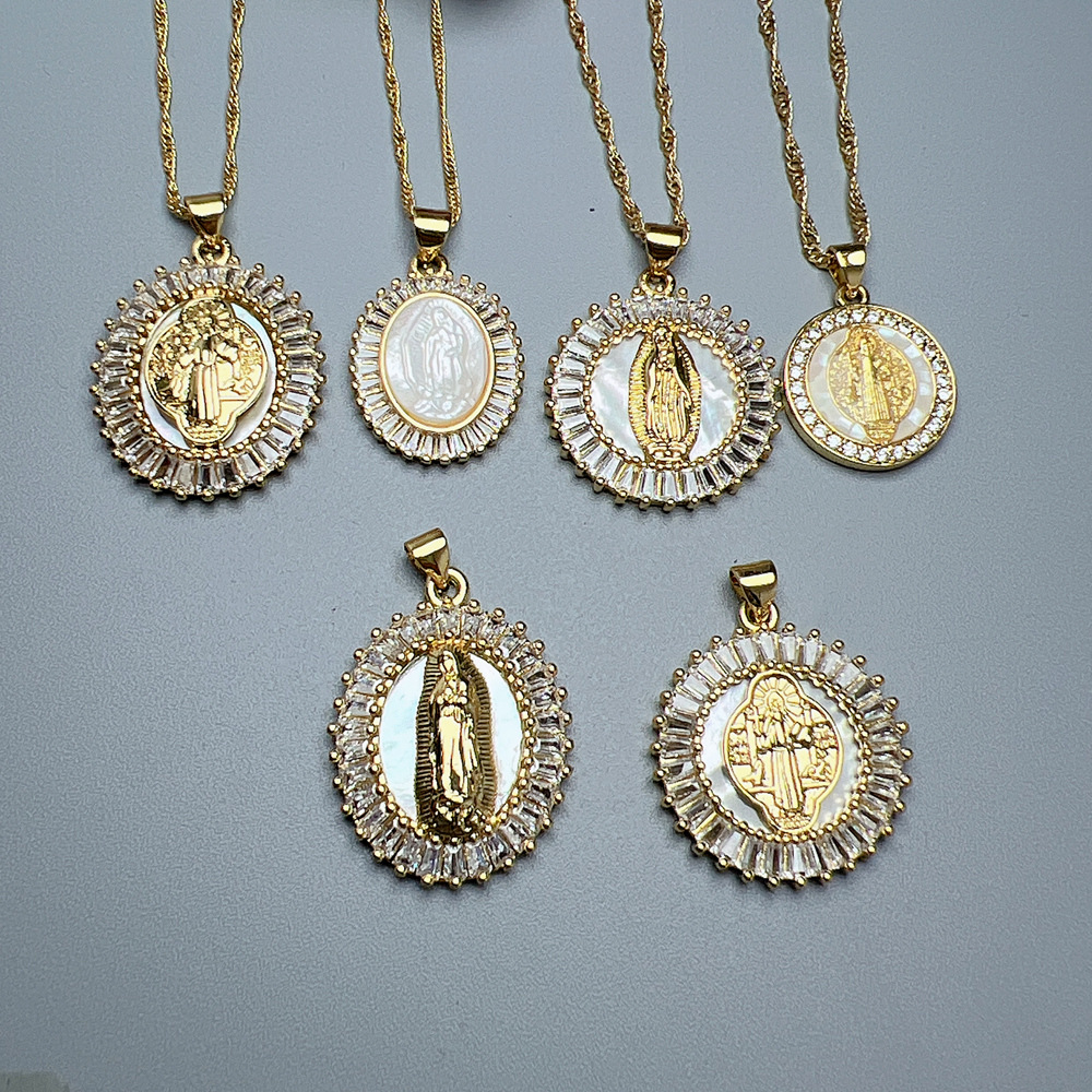 16g Weight Simple Style Commute Round Copper Zircon Pendant Necklace In Bulk