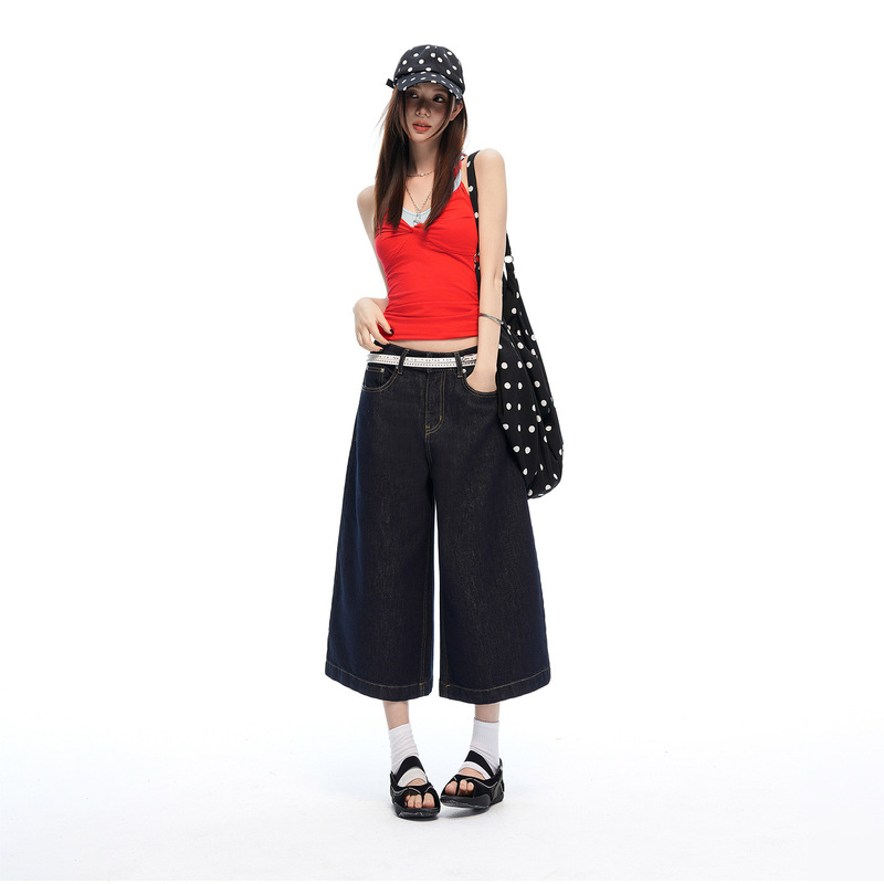 2026 Summer New Denim Style Retro Original Denim Anti-Fade Wide Loose Fit Cropped Jeans for Women 2026 Summer New Denim Style Retro Original Denim Anti-Fade Wide Loose Fit Cropped Jeans for Women