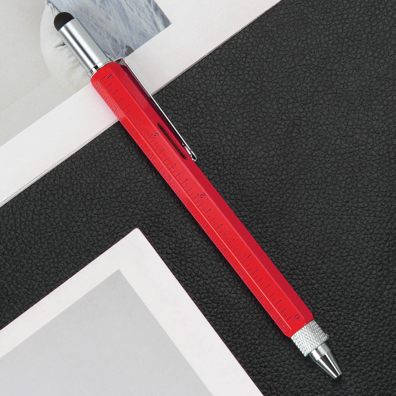 Regla de Metal Multifuncional 6 en 1 con Pantalla Táctil, Nivel, Destornillador Hexagonal y Bolígrafo