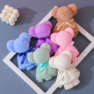 Coral Velvet Bear Towel Hand Towel Souvenir Business Gift Wedding Birthday Event Small Gift