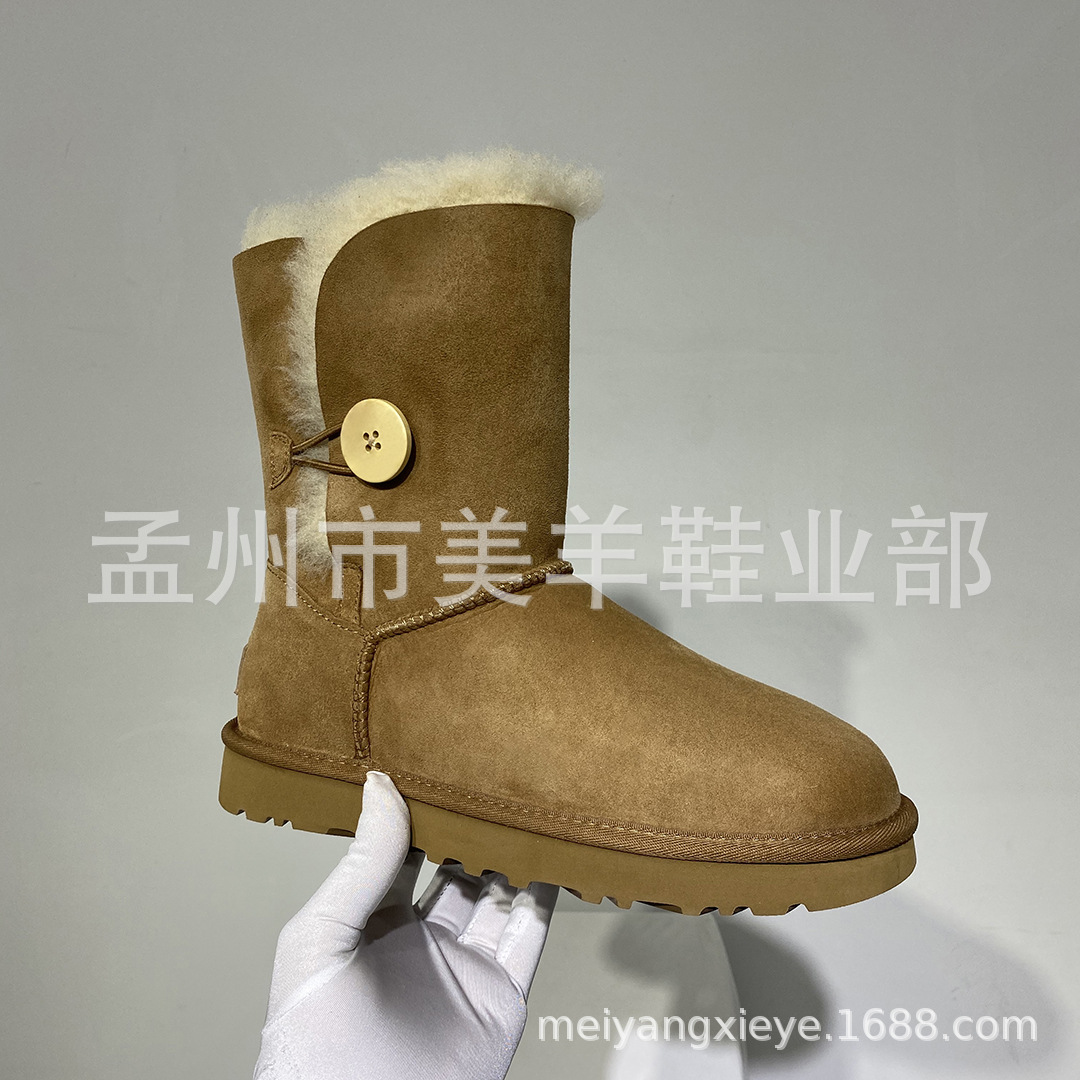 【代购正品级】河南桑坡雪地靴 木扣中筒靴子女鞋