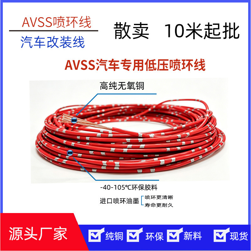Avss Automotive Wire Japanese Standard Spray Ring Wire for Car Modification 0.22-2.5 Square Millimeter in Stock, Available for Wholesale by the Meter
