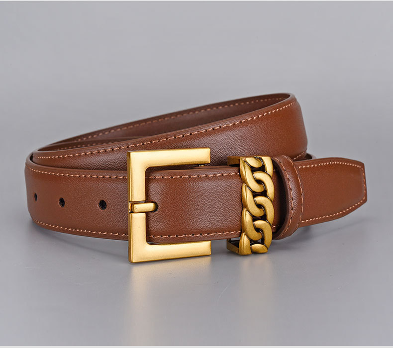 Women's Belt Leather Alloy Buckle Versatile Accessory For Jeans_voghion.com