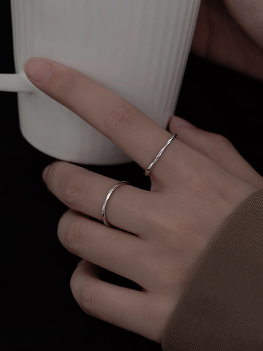 925 sterling silver plain ring niche design index finger ring simple cold style ring versatile jewelry ins internet celebrity