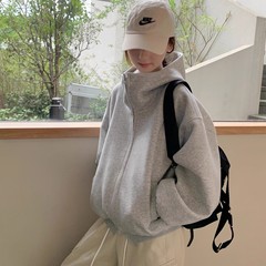 美式廓形高领连帽卫衣外套女宽松显瘦氛围感开衫上衣初秋长袖穿搭
