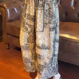 2026年新款阔腿弯刀裤女复古印花宽松高腰休闲气质百搭九分裤子