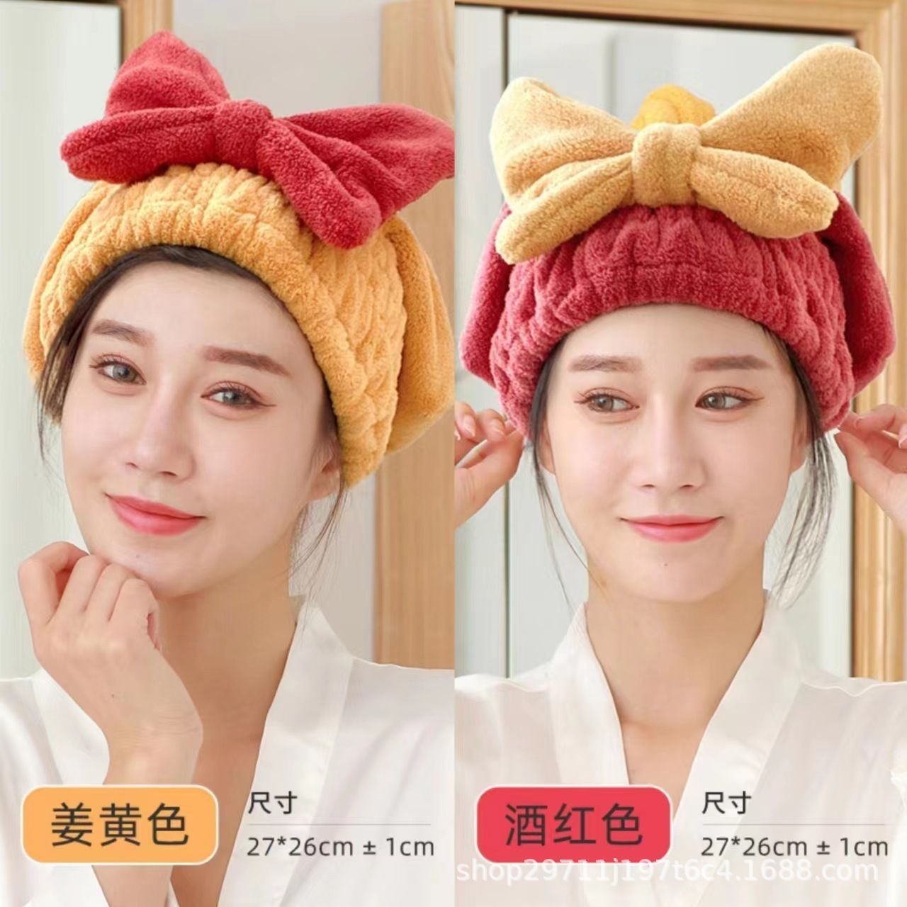 Gorro de secado del cabello súper absorbente de secado rápido japonés lindo arco princesa gorro de ducha terciopelo coral piña Plaid absorbente al por mayor image 5