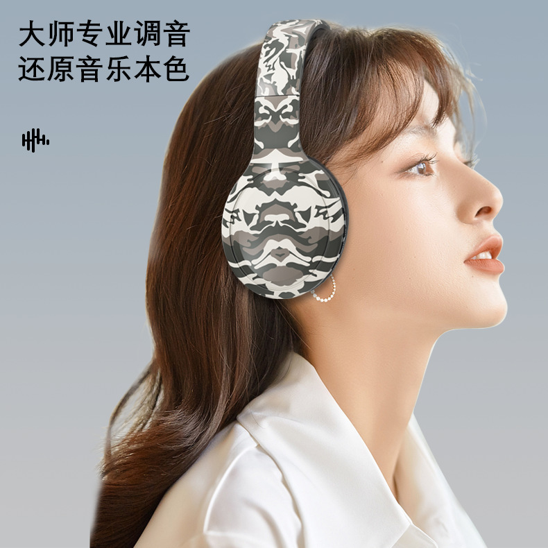 Auriculares DR04 explosivos transfronterizos, pintura de camuflaje, música, reducción de ruido, auriculares Bluetooth inalámbricos, duración de la batería de larga duración