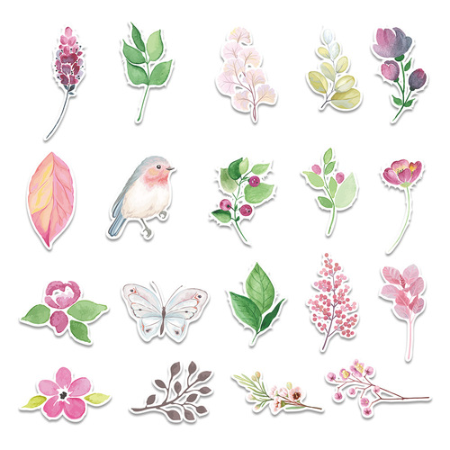 50 new plant flower series graffiti stickers motorcycle desk wall decoration stickers pocket stickers