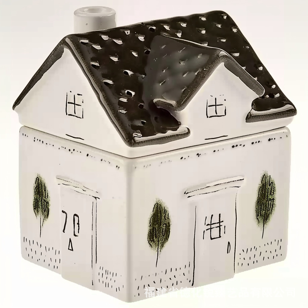 出口定制 房子造型陶瓷密封罐 家居糖果饼干罐陶瓷收纳储物罐批发