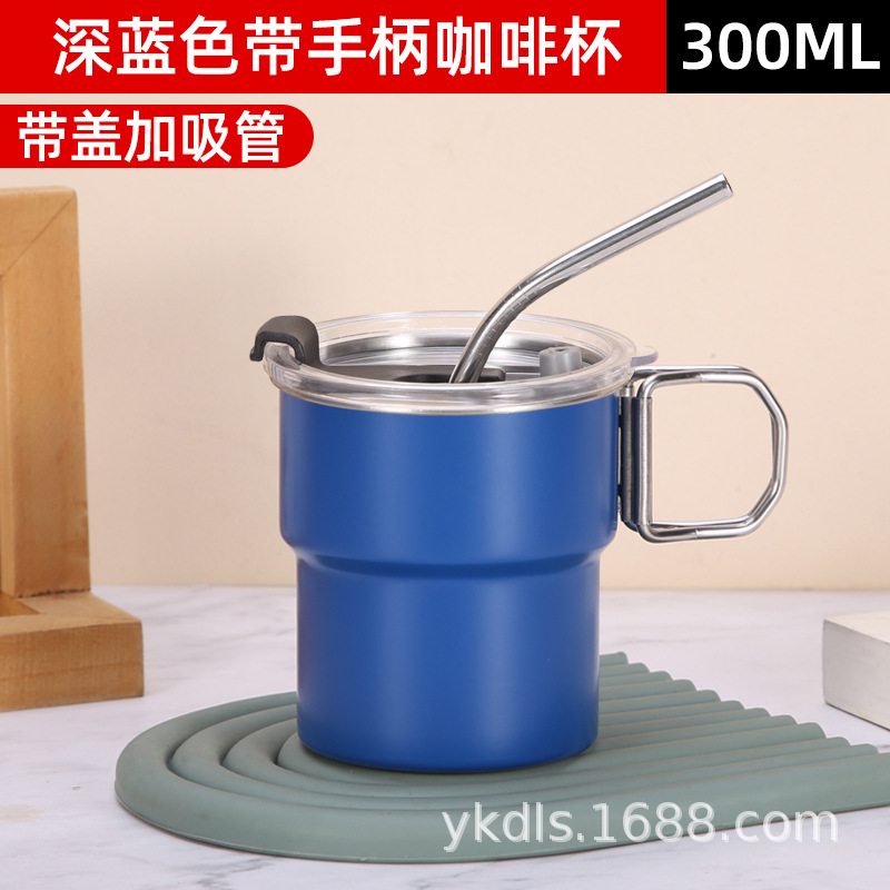 Taza de escalón de una sola capa para exteriores Taza de café de acero inoxidable 304 ins Vaso de cerveza de camping de borde rizado conveniente de alto valor