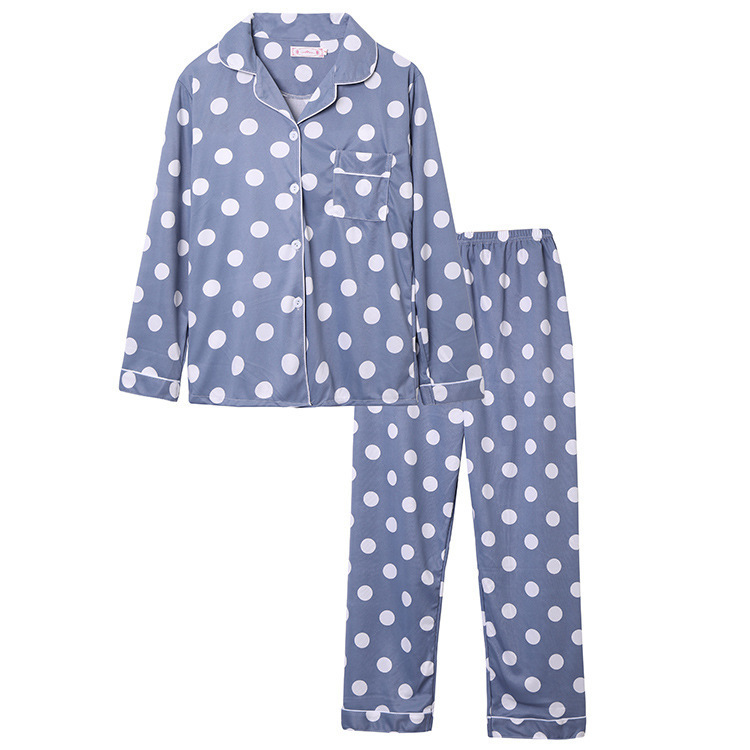 Nuevo estilo de pijama de lunares de las mujeres de estilo coreano pantalones de manga larga sueltos 2022 WeChat Generación de celebridades en línea ropa para el hogar traje de otoño e invierno