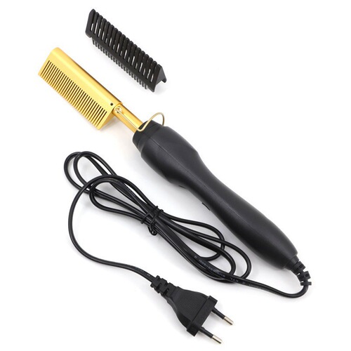 Cross-border new electric copper comb, straight hair electric comb multifunction curling iron two-in-one household straight and curling device