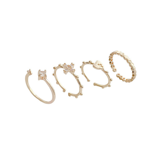 Ins trendy Internet celebrity same style set of four-piece ring women's zircon fashion simple personality temperament index finger ring wholesale