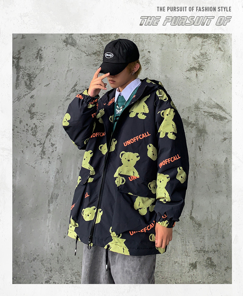 Men's Clothing Tide brand thin cotton jacket 2024 winter new bear men's jacket wide version loose cotton coat men_voghion.com