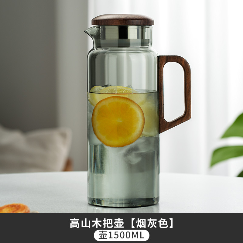Hervidor de agua fría chino de madera de vidrio doméstico hervidor de agua fría taza de agua resistente a altas temperaturas hervidor de té conjunto refrigerador frío image 7