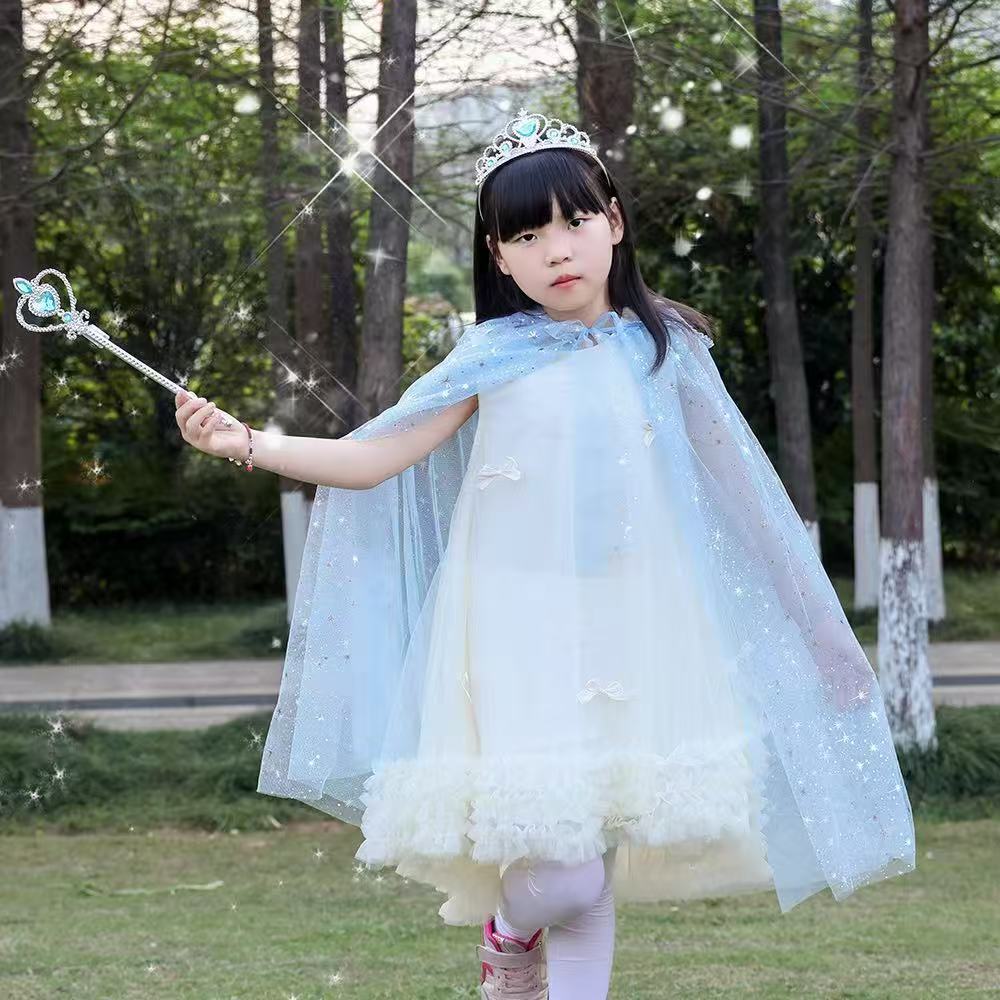Elsa Princess Cape Frozen Girls' Autumn and Winter New Elsa Shawl Elsa Children's Cloak Autumn Coat