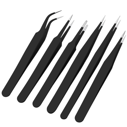 Stainless Steel Tweezers Grafting Eyelashes Bird's Nest Hair Picking Acne Small Clip Black Tweezers