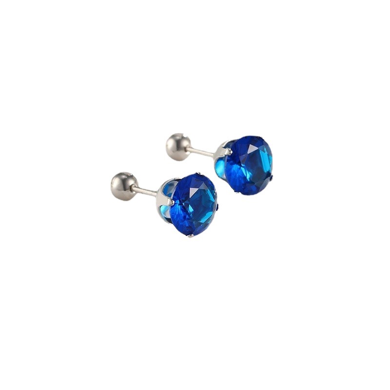 Joyería de Xuping de acero inoxidable tornillo torcedura hebilla de cuatro garra pendientes de la personalidad de la moda japonesa y coreana pendientes de Gema artificial azul