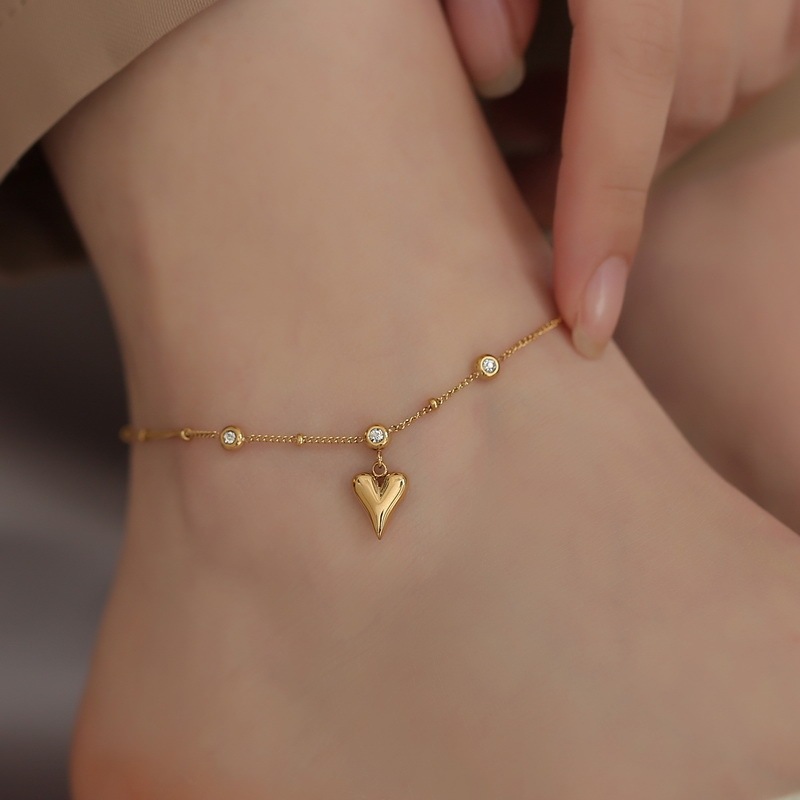 2024 new love crystal anklet women's non-fading plating 18K gold ins Internet Trendy Mori Niche Design anklet 2024 new love crystal anklet women's non-fading plating 18K gold ins Internet Trendy Mori Niche Design anklet