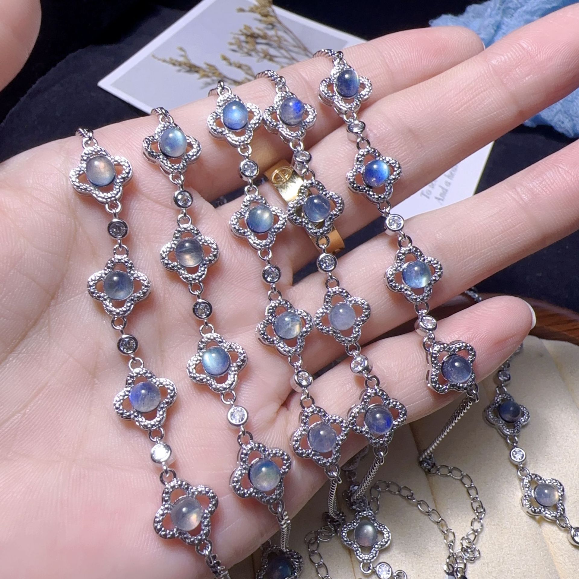 Wholesale Natural Gray Moonlight Bracelet, Selected Beads with Strong Light, Novel, Unique and Versatile Women's Jewelry Bracelet