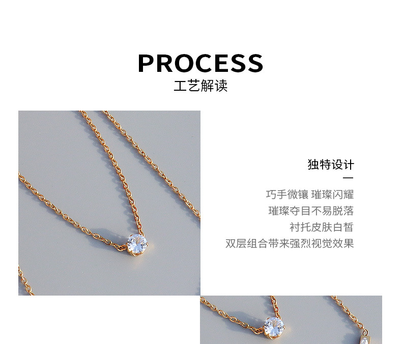 Simple Zircon Double Layered Necklace display picture 3
