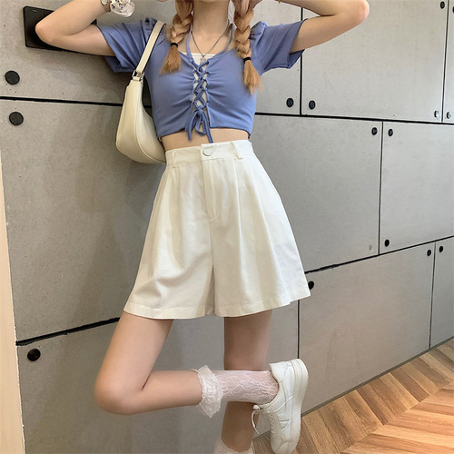 Large size fat mm shorts, women's thin 2026 summer high waist loose slimming a-line wide legs, small casual hot pants