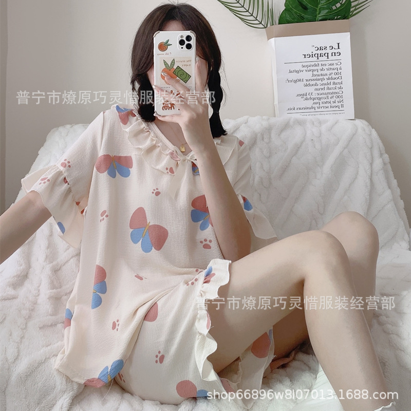 Princess Wind Pijamas verano 2024 nuevo estilo puro deseo de estilo medio largo in-hinge pijama ropa doméstica mujer