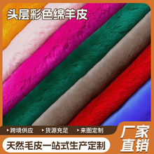 澳洲进口整张羊皮 头层彩色绵羊皮 服装领口皮毛一体皮料真羊皮革