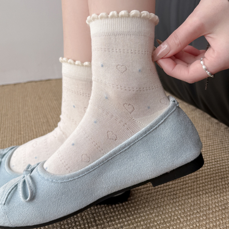 Small Floral Socks for Women, Mid-Calf Socks, Summer Thin Cotton Socks, Korean and Japanese Style, Breathable, Miu Style, Ruffled Edge Short Socks Small Floral Socks for Women, Mid-Calf Socks, Summer Thin Cotton Socks, Korean and Japanese Style, Breathable, Miu Style, Ruffled Edge Short Socks