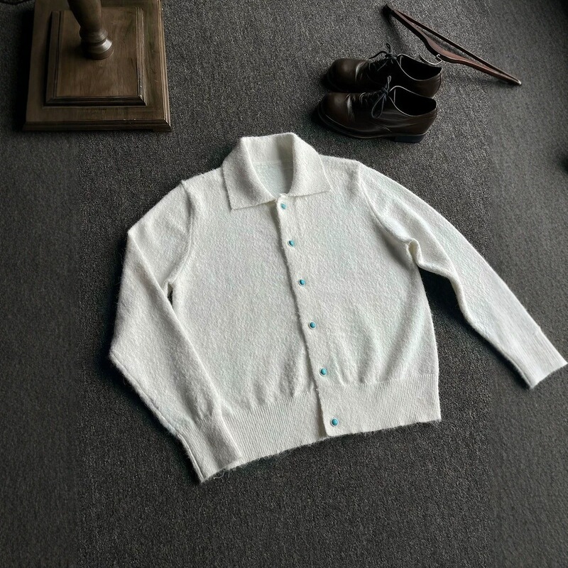 2026 New Turquoise Wool Blend Sweater for Men, Autumn/Winter High-End Boxy Old Money Style Knitted Cardigan Jacket 2026 New Turquoise Wool Blend Sweater for Men, Autumn/Winter High-End Boxy Old Money Style Knitted Cardigan Jacket